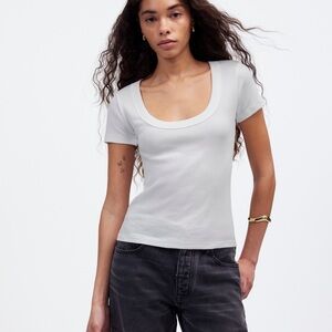 NWT Madewell (Re)generative Cotton Ribbed Scoopneck Tee Size XXS